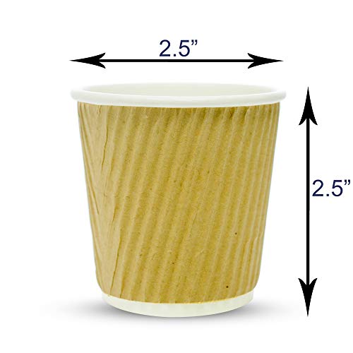 4 Ounce Rippled Paper Hot Coffee Cup For Espresso, Nespresso, Lavazza, Sampling Cup 50 Pack #TOP4