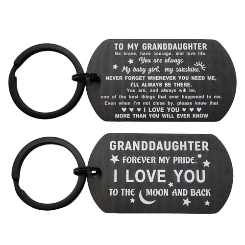 To My Granddaughter Gifts – Engraved Metal Granddaughter Keychain –