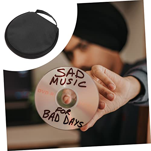 Milisten 2Pcs 20 Cd Bag Zipper Storage Bags Travel Organizer Bags Round Purse Portable Album Box Zipper Disc Wallet Disc Storage Bag Disc Case Disc Storage Case Oxford Cloth Music Black #TOP2