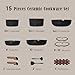 CAROTE 15Pcs Ceramic Cookware Set, Pots and Pans Set Non stick, Kitchen Cooking Set with Detachable Handle, Non Toxic Induction Cookware, Dishwasher/Oven Safe, PFAS Free, Black&Gold