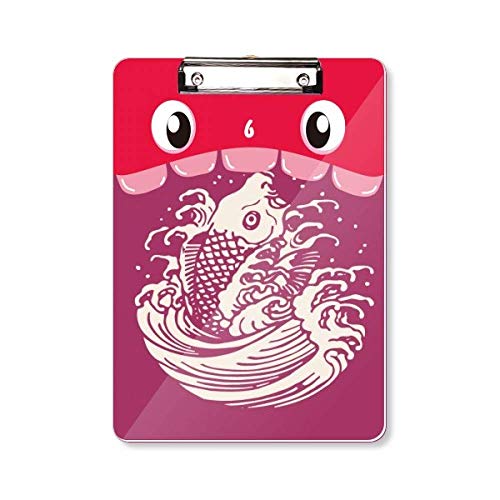 Porte-bloc A4 avec motif bouche de poisson peinture rouge