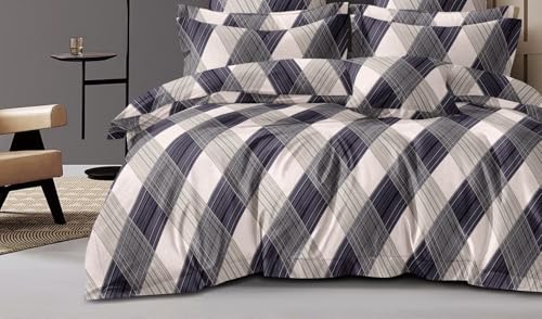 Image of 300 TC Cotton Feel Glace Cotton Fully Elastic Fitted Bedsheet Single Size Bed with 1 Pillow Cover (36 inch x 78 inch inches, Cubic Fusion)