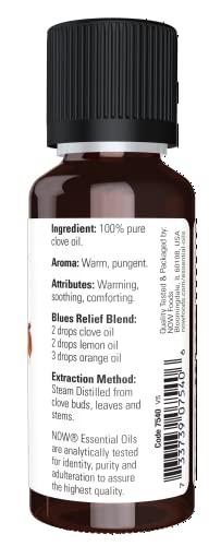 Now Essential Oils, Clove Oil, Balancing Aromatherapy Scent, Steam Distilled, 100% Pure, Vegan, Child Resistant Cap, 1-Ounce #TOP1