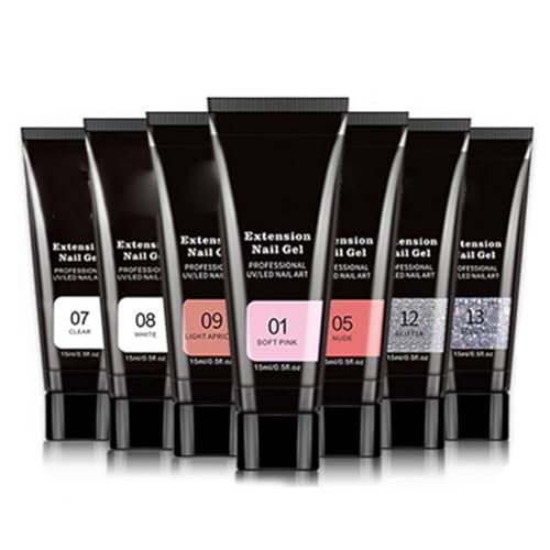 Gel de extensión de uñas con lámpara UV kit completo de 7 colores
