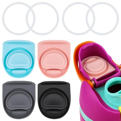 4 Sets Replacement Stopper and Ring Compatible with Owala FreeSip 24oz 32oz,Water Bottle Top Gasket Lid for Owala 16/19/24/32/40oz Seal Bottle Mouth Cap Stopper Parts Insert Silicone Accessories