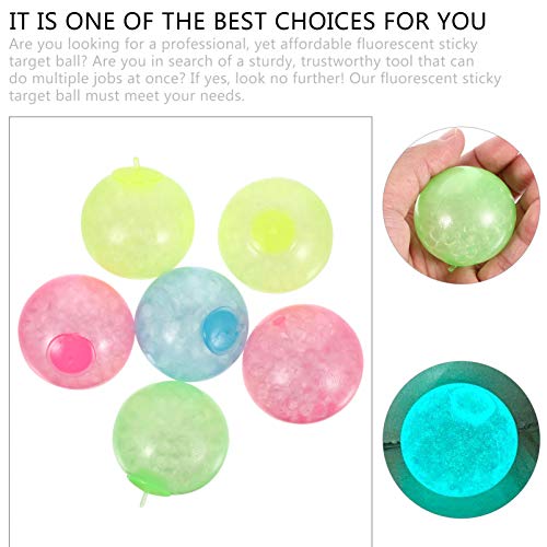 TOYANDONA 6 bolas pegajosas que brilham no escuro bolas de teto aderem à parede lentamente caem bola