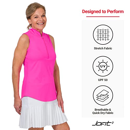 Jofit Apparel Women’s Athletic Clothing Cutaway Scallop Mock For Golf & Tennis, Size Small, Floral Print #TOP2