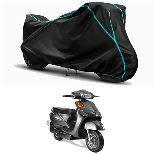 Image of Waterproof Bike Body Cover Compatible for | Indus Yo Xplor STD | Taffeta Fabric, Sky Piping Design, Bottom Elastic Fit | Dustproof, Sun UV & Rain Protection for All Weather.