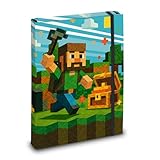 itenga Heftbox mit Motiv DIN A4 - Schulheftbox Sammelbox mit Gummizug- für Kinder Jugendliche Schüler Mädchen (Motiv Blockgame Pixel)