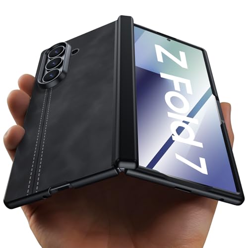 oupeigar for Samsung Galaxy Z Fold 7 Case with HD Screen Protector, Leather