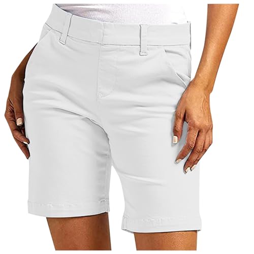Pantalones casuales de cinco puntos con prácticos bolsillos para mujer