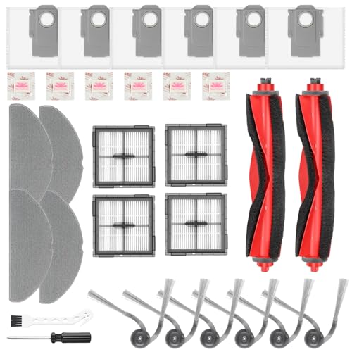 Bpbdzz 30 Stück Zubehör für Roborock Q10 S5+/Q10 S5/Q10 X5+/Q10 X5 Saugroboter, 2 Hauptbürsten, 4 Filter, 4 Wischpads, 6...