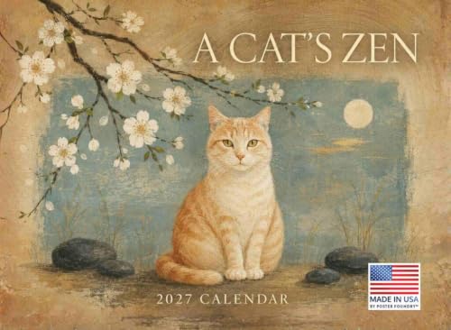 Cat Zen Peaceful Cat Art Mindful Quotes Calendar 2027 Monthly Wall