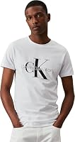 Calvin Klein Jeans Men's Core Monogram Logo Slim T-Shirt, Bright White, XX-Large - Stretch Comfort, Versatile Style