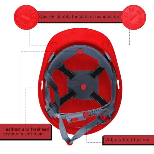 Image of Leumoi 20 Pack Hard Hat Bulk 4-Point ABS Safety Helmets Adjustable