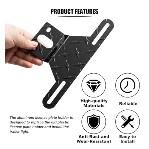 image for smilfuy Aluminum Trailer License Plate Light Bracket, Vehicle Heavy-Du