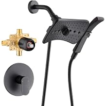 BRIGHT SHOWERS Dual Shower Head System with Handheld and Rainfall Shower, Shower Faucet Set with Valve and Trim Kit, Includes 79-Inch Stainless Steel Hose, Oil-Rubbed Bronze
