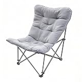 WTVIDAS Oversized Padded Camping Chair with High Back Heavy Duty Folding Comfy Chair Butterfly Chair for Adults Lawn Patio Outdoor