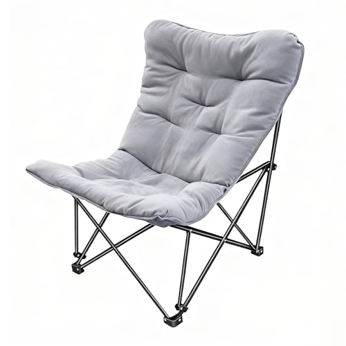 WTVIDAS Oversized Padded Camping Chair with High Back Heavy Duty Folding Comfy Chair Butterfly Chair for Adults Lawn Patio Outdoor