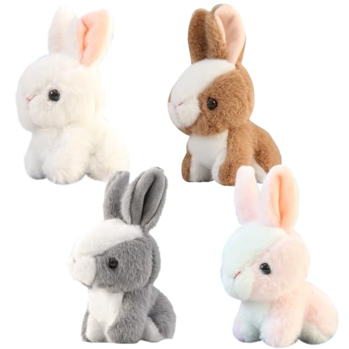 Fadcaer Bunny Plush Toys,4 Pcs Plush Rabbit Keychain Hanging Pendant,Easter Rabbit Stuffed Animals Plush Toy for Kids Adults Backpacks Decor Easter Egg Fillers Birthday Party Gifts