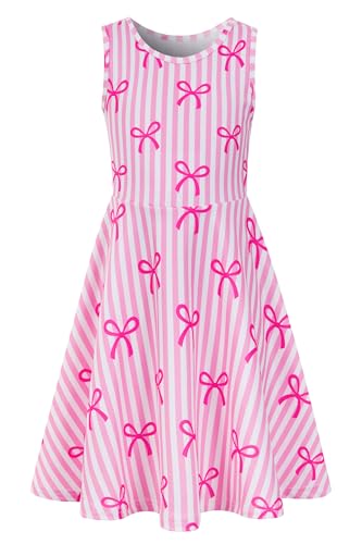 Funnycokid Girls Dress Size 10-12 Clothes Outfit Summer Bow Pink Black