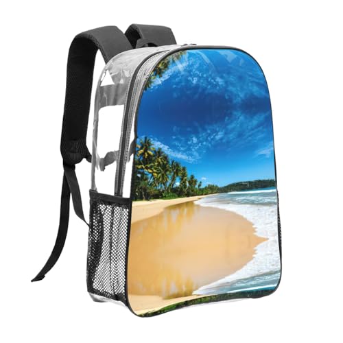 Mochila transparente unisex con estampado de olas para mujeres y hombres 3