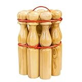 GICO Kegelspiel Kegel Set Bowling aus Holz für Kinder und Erwachsene – Der In- & Outdoor Spielspaß mit Qualitätsware aus Massivholz -Made in EU-Höhe 30 cm–3019