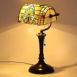 ✔ Bankerlampe edler und sehr stabiler Metall Sockel, Bunte Glas Lampenschirm verarbeitet und macht schönes Licht. Nostalgieflair Schlafzimmer Tolle Schreibtischlampe