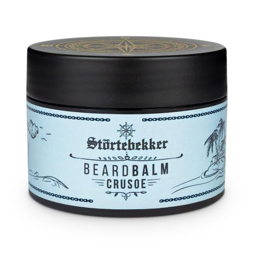 Foto von Störtebekker® Premium Beard Balm pflegt den Bart und bringt ihn in Form - 50ml Tiegel 100% kompostierbar - Bartwachs Herren süß-herber Crusoe Duft - Bart Balsam Made in Germany