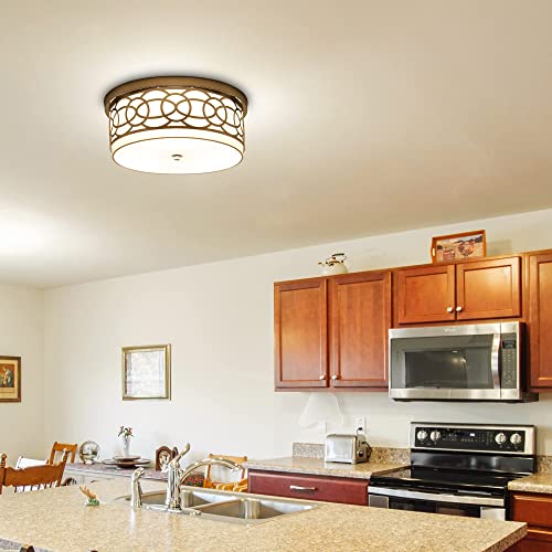 Runtop Flush Mount Ceiling Light, 15In Led Ceiling Light Fixture, 3 Lights 3000K/4000K/5000K Drum Close To Ceiling Lights, Flush Mount Drum Light For Dining Room, Bedroom, Living Room (Chrome Finish) #TOP1