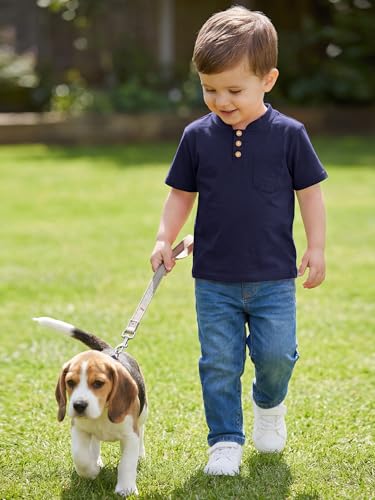 Image of Poroka 4 Pack Baby Boys and Toddlers Cotton Short-Sleeve T-Shirts Pocket Button Crew Neck Tee Short-Sleeve Shirts