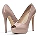 Elisabet Tang Women's 5.5 inch Stilettos Peep Toe Platform High Heels Pumps Round Toe Shoes Slip On for Dress Wedding Party Prom Nude Patent 8.5