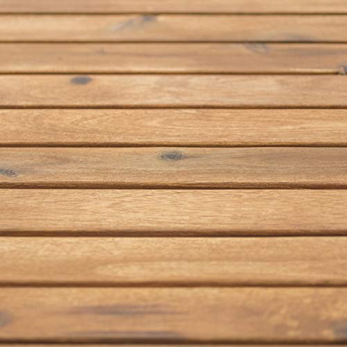 Walker Edison 6-8 Person Outdoor Wood Chevron Patio Furniture Dining Set Extendable Table Bench All Weather Backyard Conversation Garden Poolside Balcony, 3 Piece, Brown #TOP5