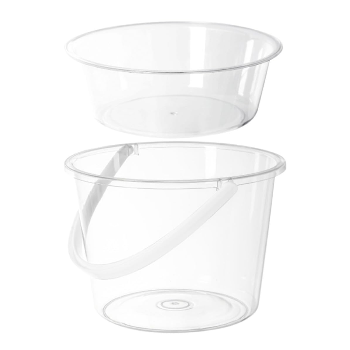 STOBAZA Cubo para Lavar Ropa y Remojar Pies Diseño de Boca Ancha de Plástico Transparente Tapa y Asa Resistente en Baño o Limpieza