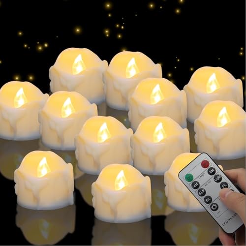 innislink 12 velas LED con función de temporizador, velas sin llama con mando a distancia y modo de temporizador automático de 4/6 horas, para casa, habitación, mesa, Halloween, decoración navideña
