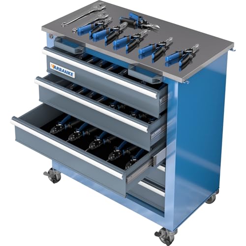 Image of LARBANKE 5-Drawer Tool Chest, Rolling Tool Chest with Wheels, Foot Pads&Locking System,Mobile Storage Tool Cabinet with Stainless Steel Top,Connect Units for A Large Workstation for Office,Garage&Home