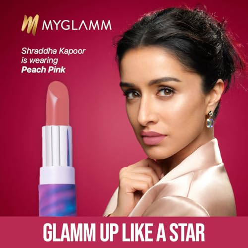 Image of MyGlamm POSE HD Lipstick-Peach Pink (Pink)-4 gm | Matte Lipstick | Enriched with Moringa oil & Vitamin E | Long-lasting & Moisturising