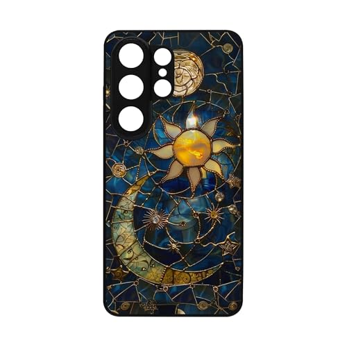 qizjio Celestial Sun and Moon Phone Case – Stained Glass Style, Shockproof Cover for Samsung Galaxy S26 Ultra
