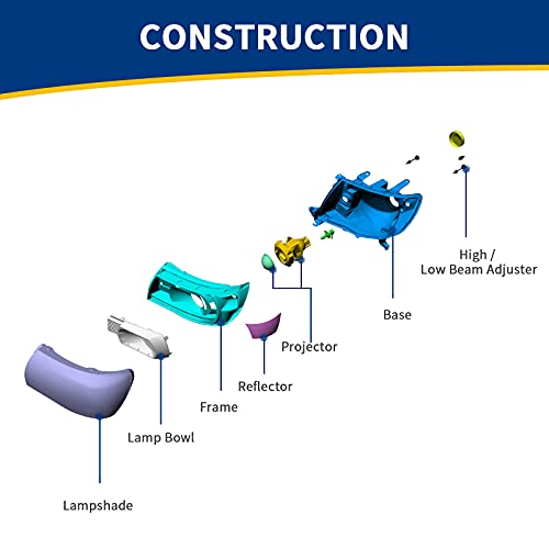 For Toyota Camry 2007-2009 Headlight Assembly Black Housing Amber Reflector Clear Lens Headlamps Replacement (Driver and Passenger Side)