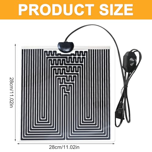 Rakuker 28 X 28Cm Tappetino Riscaldante Rettili, 28W Tappeto Riscaldante Rettili Con Controllo Della Temperatura, Tappetini Riscaldanti Per Rettili Con Termostato Per Serpenti, Lucertole, Acquari - 2