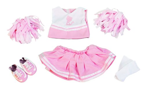Cheerleader Doll Outfit For 18" Dolls -4 Piece Cheerleading Costume Clothes And Accessories Set Include Poms Poms, Uniform, Socks, & Cheer Shoes -Back To School Sports Gifts For Girls Birthday #TOP5