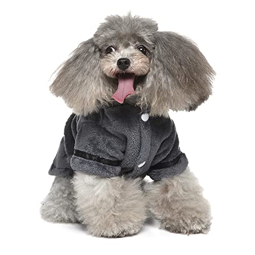 Puppy Drying Coat Hotel Bathrobe Sleeping Clothes with Sleeves for Small & Medium Pets Super Absorbent Bath Robe Towel Quick Dry Dog Cat Hooded Dressing Gown Pajamas Adjustable Nightgown Sleepwear - Image 4