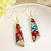 SELOVO Big Large Blue&Red Stone Handmand Earrings Dangle Gold Tone Fishhook Earrings