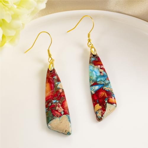 SELOVO Jasper Stone Earrings for Women Trendy Dangle Earrings Fishhook Drop Earrings3