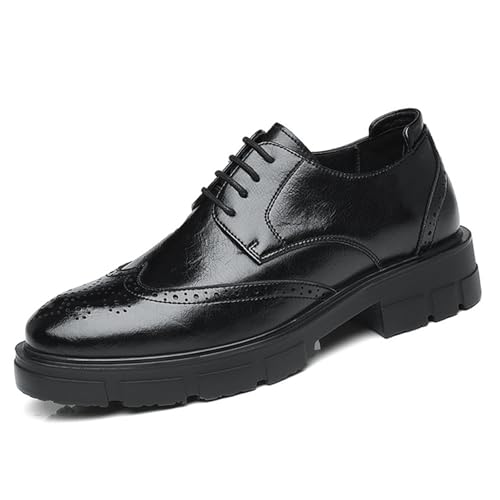 Men’s Modern Fashion Oxfords Dress Shoes, Platform Round Toe Lace-up Leather Dress Comfortable Fashion Footwear for Wedding Business