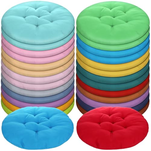 Tinideya 36 Pcs Round Floor Pillows 15.7 Inch Flexible Seating Pillows Chair Floor Cushions Reading Cushions for Kids Adults Classroom Home School Playing Supplies,18 Colors(Colorful)