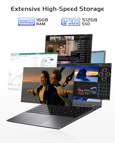 Image of 15.6 inch Laptop 16GB RAM - 512GB SSD Laptop Good for Business and Student, Pentium Processor (Up to 3.4GHz), IPS FHD Display, WIFI5 and BT5.0, Dual USB C, USB 3.2, HDMI
