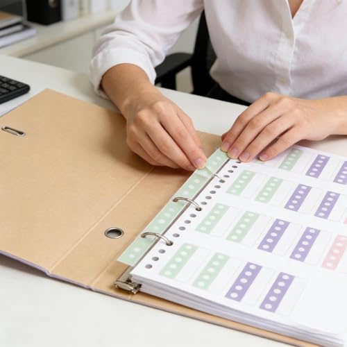 Círculos de papel coloridos y protectores para organizar apuntes y cuadernos 4