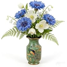 FixtureDisplays Porcelain Vase Peacock Decor Vase Vintage Look Vase China Vase Ceramic Vase 13" 15007NEW-2D