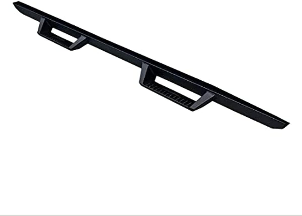 TrailFX Drop Hoop Nerf Bars with Drop Down Steps for Chevrolet Silverado 1500 Crew Cab 2014-2018 Matte Black Powder Coated Steel Rocker Panel Mount TrailFX DHS004B